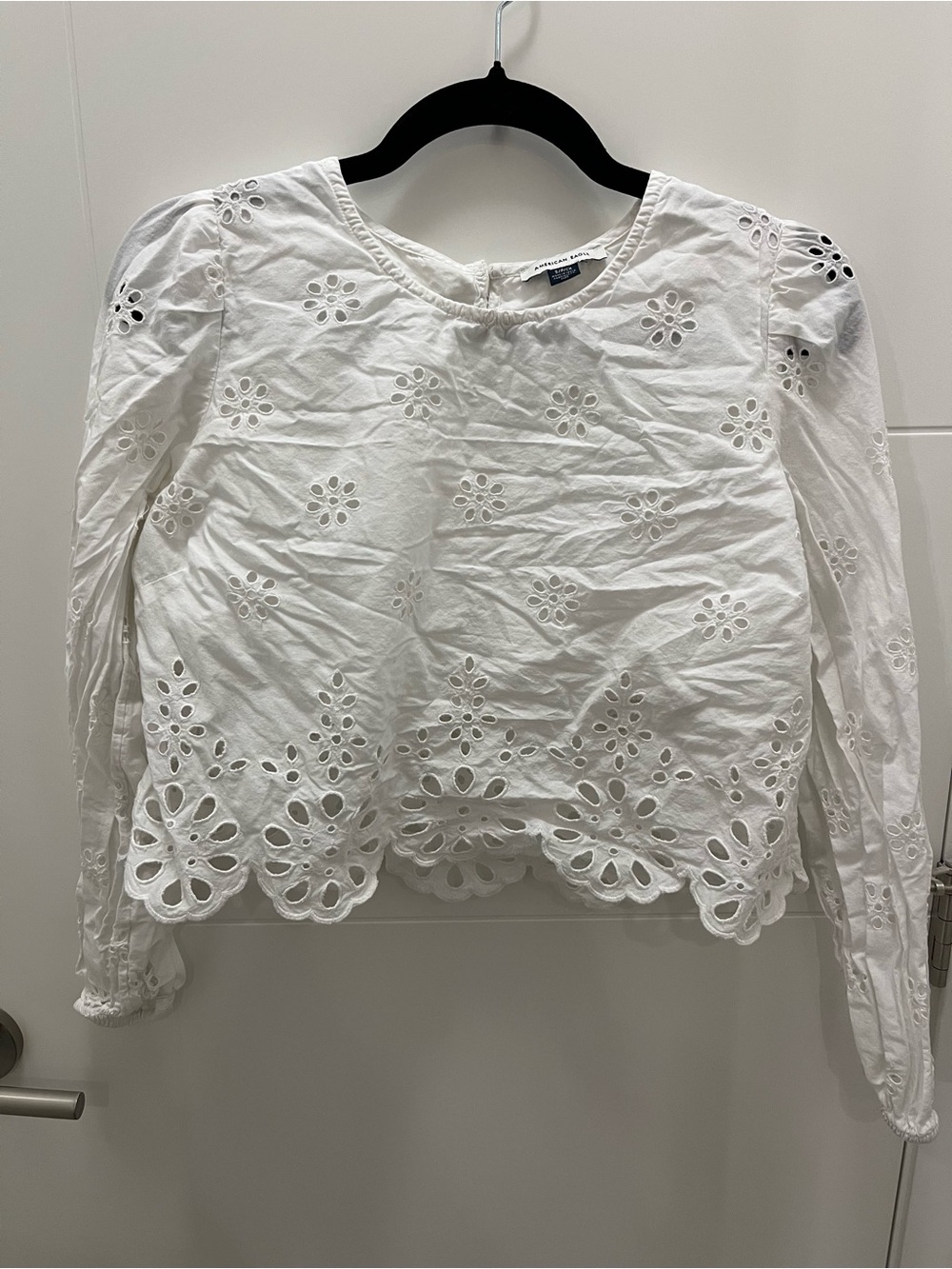 American Eagle Outfitters White Eyelet Crochet Blouse
